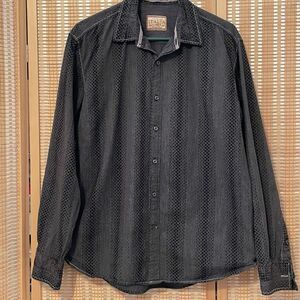 Vintage Italia Shirt Mens Large Casual Button Up Modern Stripe Long Sleeve Black